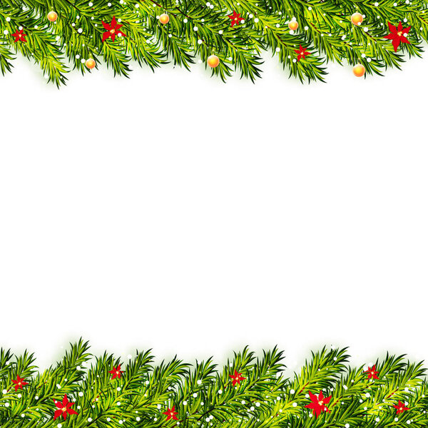 Christmas tree branches frame vector