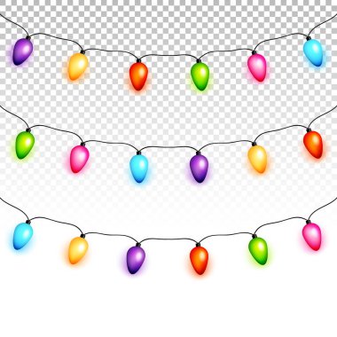 Noel Işık Ampüller çelenk şeffaf arka plan vektör