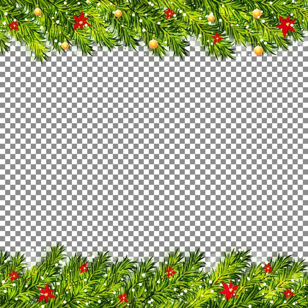 Árbol de Navidad ramas sobre fondo transparente vector — Vector de stock