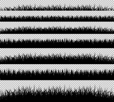 Çim sınırları siluet vektör şeffaf arka plan ayarlamak