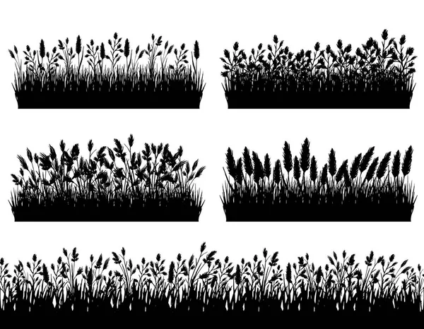 Gräs gränser siluett på vit bakgrund vektor — Stock vektor