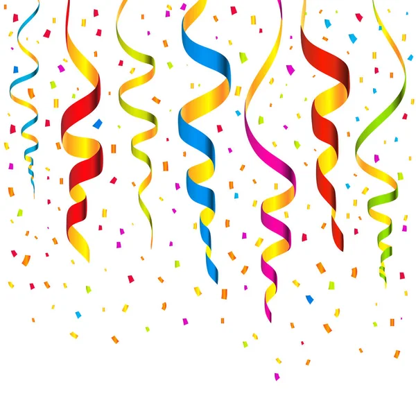 Kleurrijke streamers en confetti achtergrond vector — Stockvector