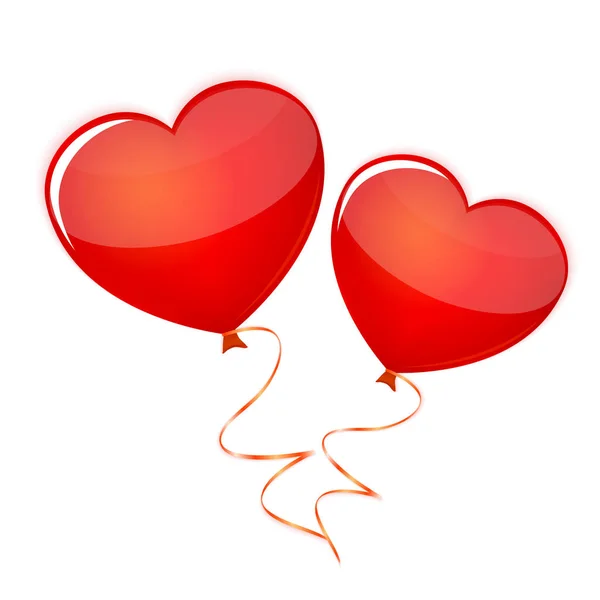 Rood hart ballons op witte achtergrond vector. Valentines Day card — Stockvector