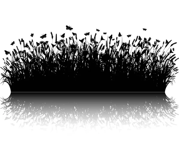 Vettore silhouette erba — Vettoriale Stock