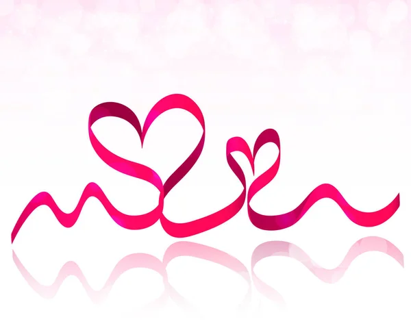 Рожевою стрічкою серця. День Святого Валентина фон вектор — стоковий вектор
