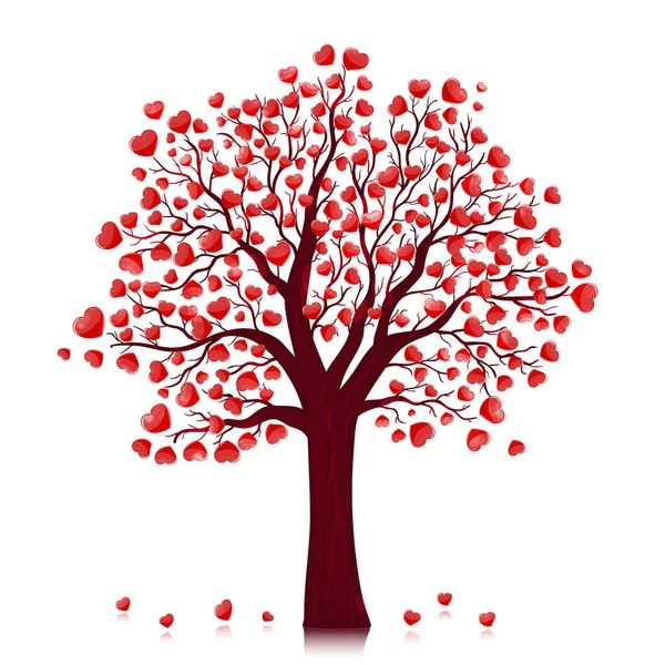 Red hearts tree vector background — Stock Vector