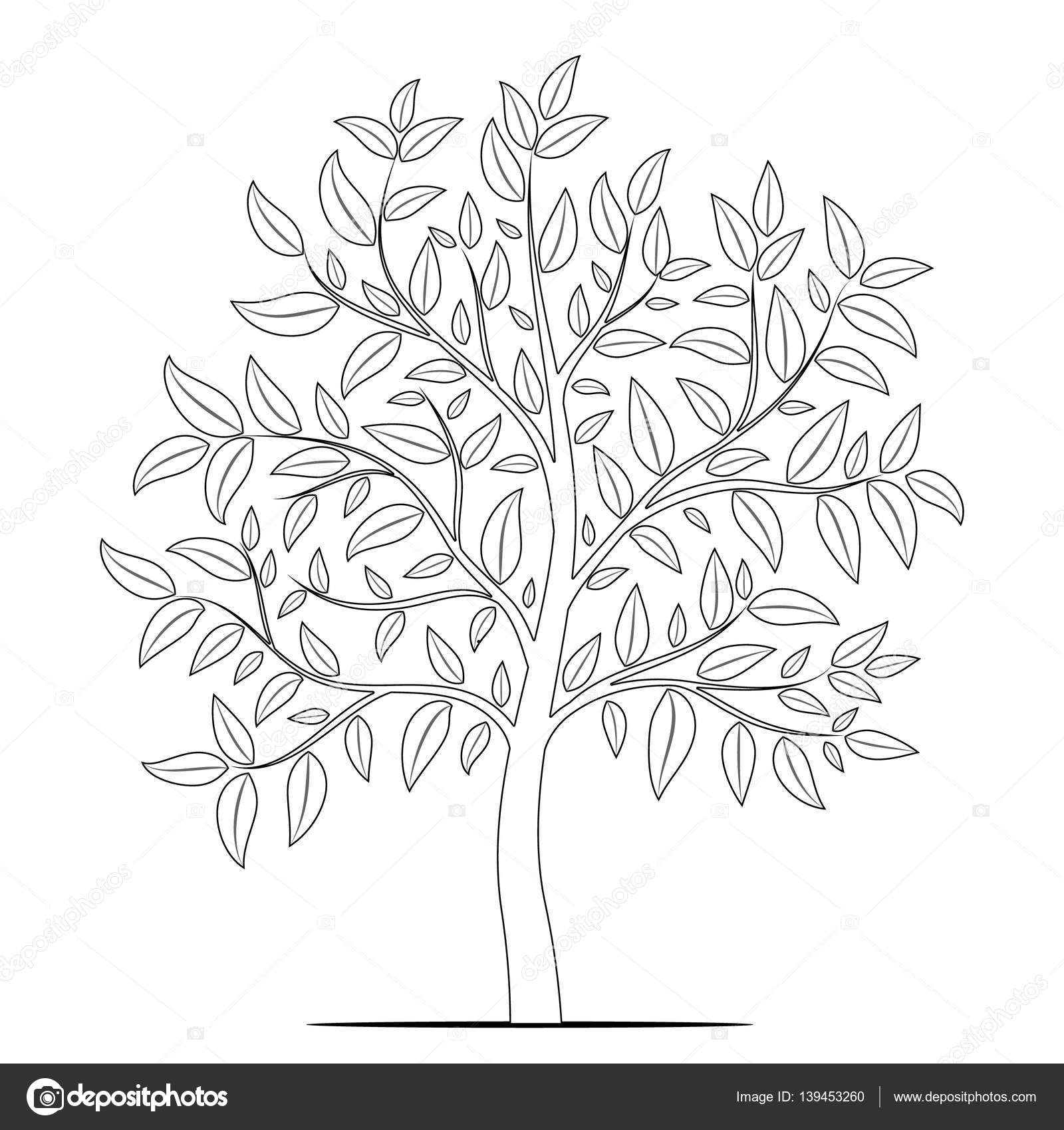 tree with leaves outline on white background vector stock vector image by c marbom 139453260