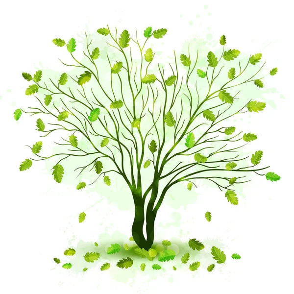 Green tree with leaves vector — Stock Vector