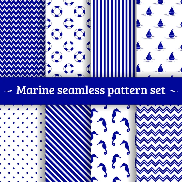 Marine seamless pattern set vector background — Stock Vector