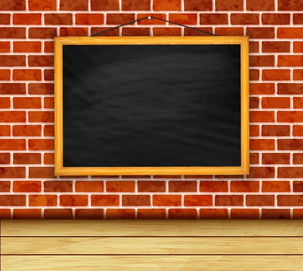 Vector chalkboard no fundo da parede de tijolo —  Vetores de Stock