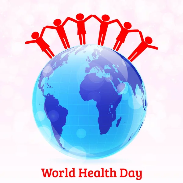 World Health Day vector background with globe and people — Stock Vector