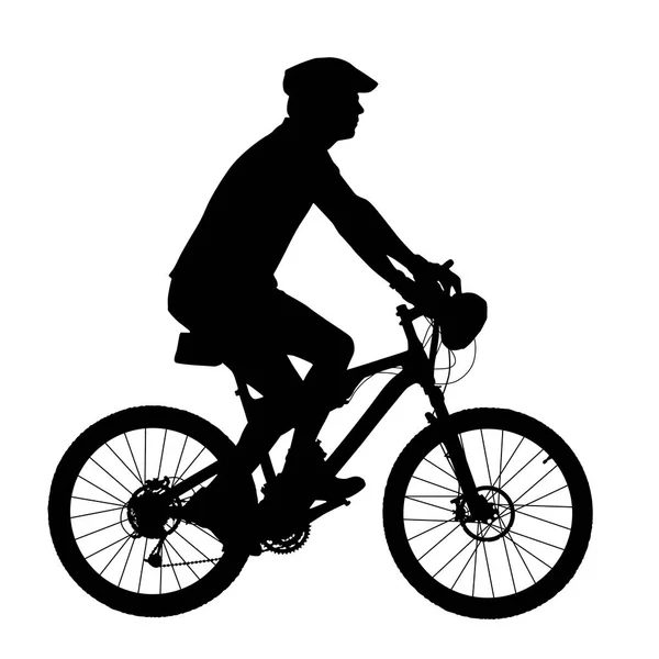 Silhouette cycliste isolée sur fond blanc vecteur — Image vectorielle