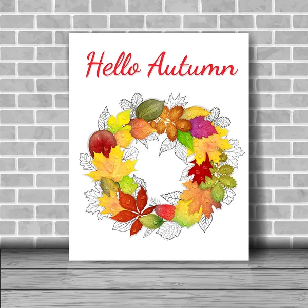 Banner vetorial com folhas coloridas de outono — Vetor de Stock
