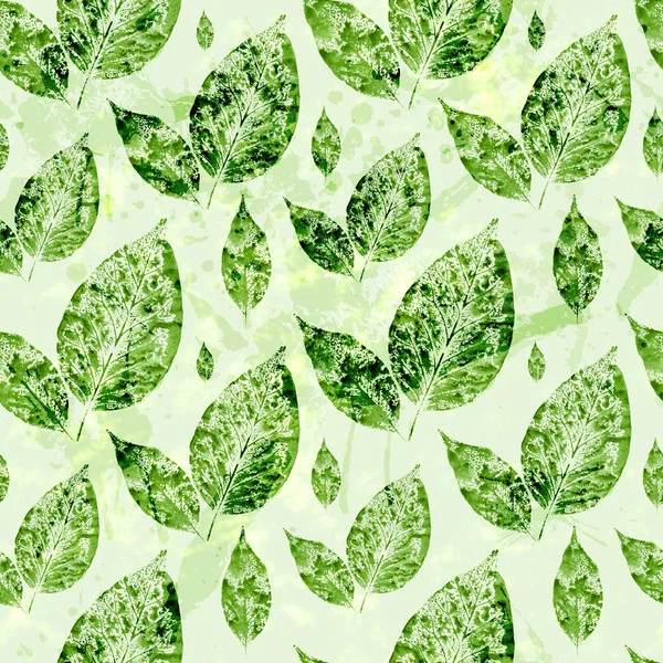 Aquarell grüne Blätter nahtlose Muster Hintergrund — Stockfoto