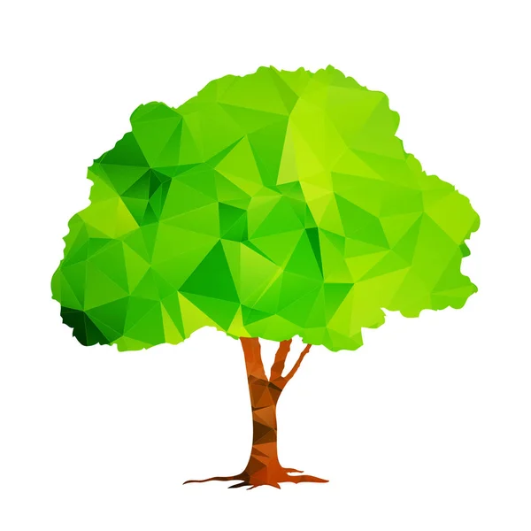 白い背景ベクトルに分離された多角形の緑の木 — ストックベクタ