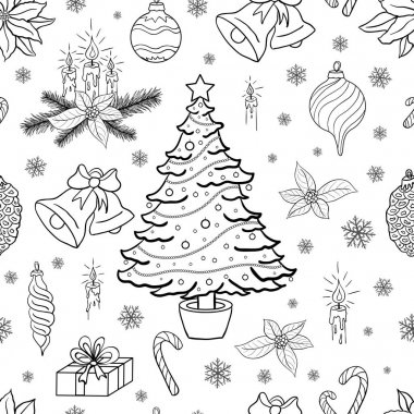 Dikişsiz desen arka plan christmas dekoratif elemanları ile. 