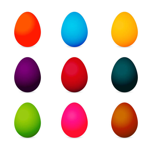 Colorful realistic easter eggs isolated on white background