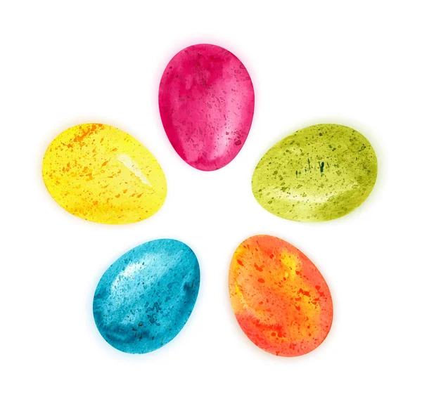 다채로운 수채화 계란 흰색 배경 벡터에 — 스톡 벡터