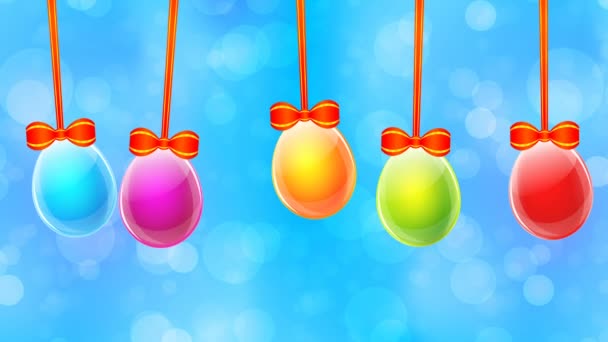 Colorful Easter Eggs Blue Abstract Background — Stock Video