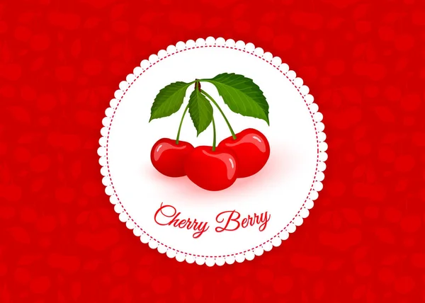 Cherry-berry címke vektor háttér — Stock Vector
