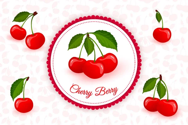 Cherry-berry címke vektor háttér — Stock Vector