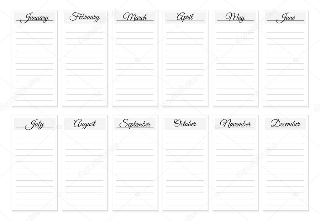 Monthly planner vector background
