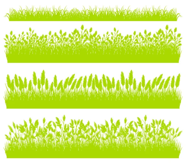 Fronteras de hierba verde establecidas aisladas en el vector de fondo blanco — Vector de stock