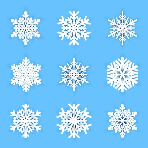 Copos de nieve sobre fondo azul. Ilustración vectorial — Archivo Imágenes Vectoriales