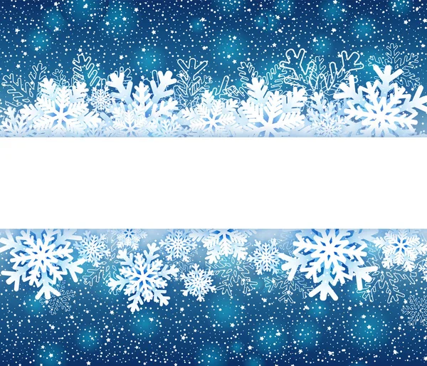 Χειμωνιάτικο πλαίσιο με χάρτινες νιφάδες χιονιού σε μπλε χρώμα. Εικονογράφηση διανύσματος — Διανυσματικό Αρχείο