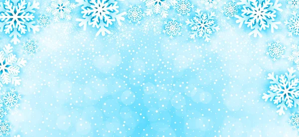 Fundo de Natal com flocos de neve quadro em azul. Ilustração vetorial — Vetor de Stock