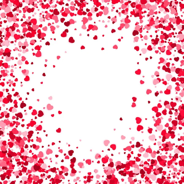 Rote und rosa Herzen Konfetti auf weißem Hintergrund. Valentinstag Vektor Illustration — Stockvektor