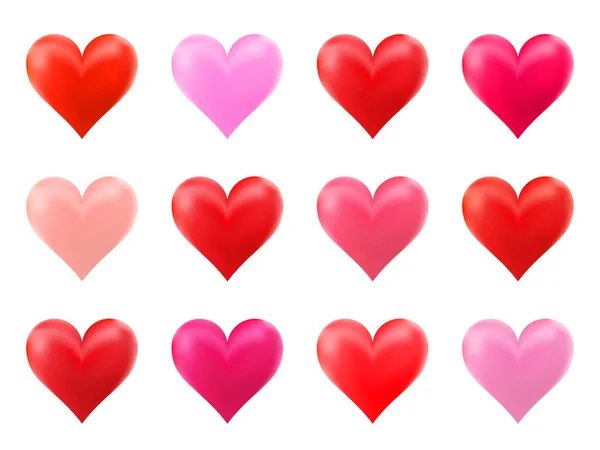 Set of colorful hearts isolated on white background. Vector illustration — 스톡 벡터