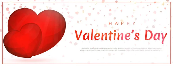 Valentines Day background with red hearts. Vector illustration
