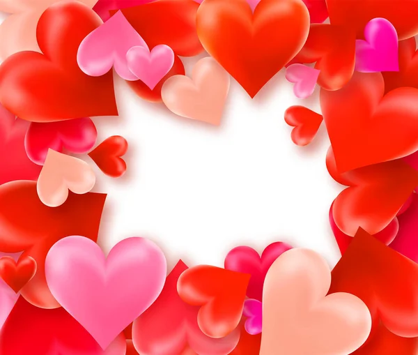 Happy Valentines Day background with colorful hearts frame. Vector illustration — 스톡 벡터
