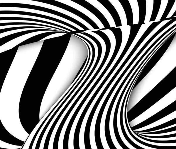 Black and white lines optical illusion. Abstract striped spiral vector background — Stock Vector