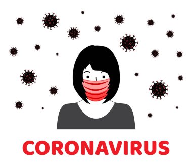 Wuhan Coronavirus 2019-ncov konsepti. Tehlikeli Çin koronavirüsü. Solunum cihazında insan var. Pandemik sağlık riski. Vektör illüstrasyonu