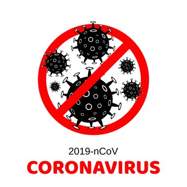 Coronavirus 'u durdurun (2019-ncov). Tehlikeli Çin ncov coronavirüs salgını. Tehlikeli hücrelerle salgın hastalık konsepti. Vektör illüstrasyonu