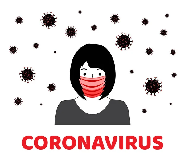 Wuhan coronavirus 2019-ncov koncept. Farligt kinesiskt coronavirus. Människa i respirator. Medicinsk risk för pandemi. Vektorillustration — Stock vektor