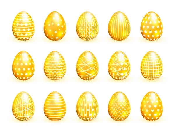 Conjunto de huevos de Pascua aislados sobre fondo blanco. Ilustración vectorial — Vector de stock