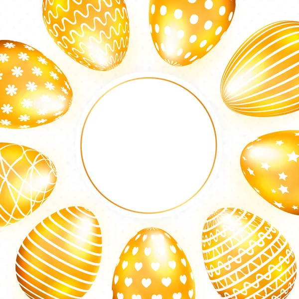 Tarjeta de felicitación de Pascua con huevos de oro y espacio para copiar. Ilustración vectorial — Vector de stock