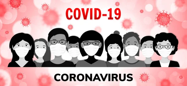 Gente Con Máscara Médica Concepto Brote Wuhan Coronavirus Covid Peligro — Vector de stock