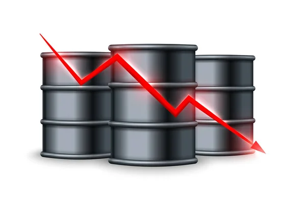 Queda Preço Petróleo Ilustração Vetorial — Vetor de Stock