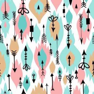 Kabile okları boho seamless modeli. Etnik geometrik Yazdır. Arka plan doku. Kumaş, kumaş tasarım, duvar kağıdı, kaydırma