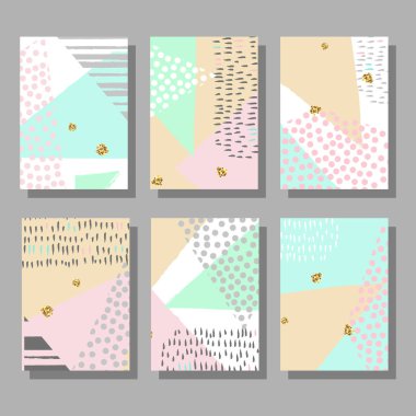 Sanatsal renkli evrensel kart dizisini. Düğün, yıldönümü, doğum günü, tatil, parti. Tasarım poster, kart, davet için. 