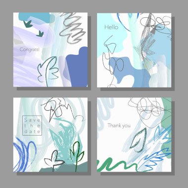 Sanatsal renkli evrensel kart dizisini. Düğün, yıldönümü, doğum günü, tatil, parti. Tasarım poster, kart, davet için.