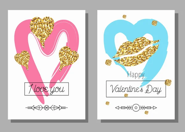 San Valentín creativo artístico mano cartas dibujadas conjunto. Ilustración vectorial. Boda, amor, plantilla romántica . — Archivo Imágenes Vectoriales