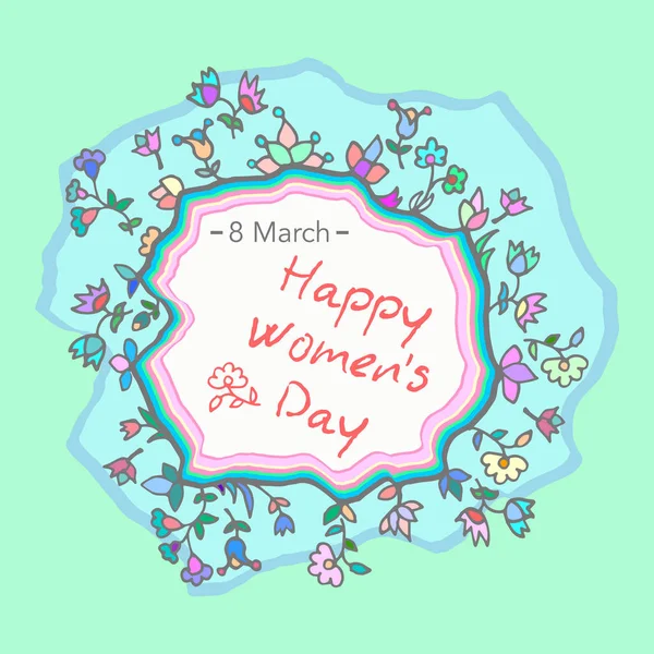 8 Marzo Tarjeta de diseño con flores de rosas. Día Internacional de la Mujer Antecedentes. Ilustración vectorial — Vector de stock