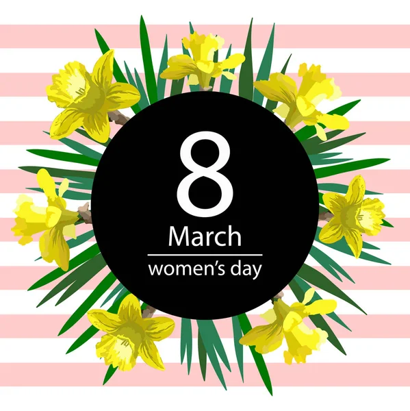 8 Mart gül çiçekli kart tasarımı. Dünya Kadınlar günü arka plan. Vektör çizim — Stok Vektör