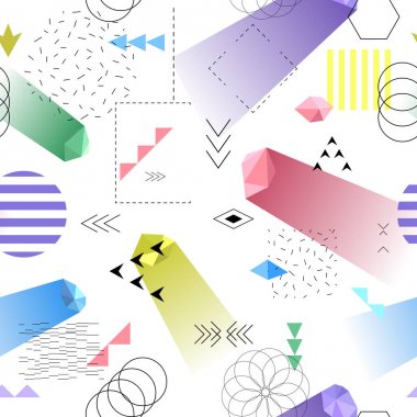 Geometrik kabile seamless modeli Memphis trendy tarzı. Vektör çizim. Arka plan, doku, tekstil, kumaş