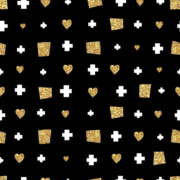 Nahtloses Muster mit goldenem Glitzerdesign für Karten, Tapeten, Verpackungen, Textilien. Vektorillustration — Stockvektor